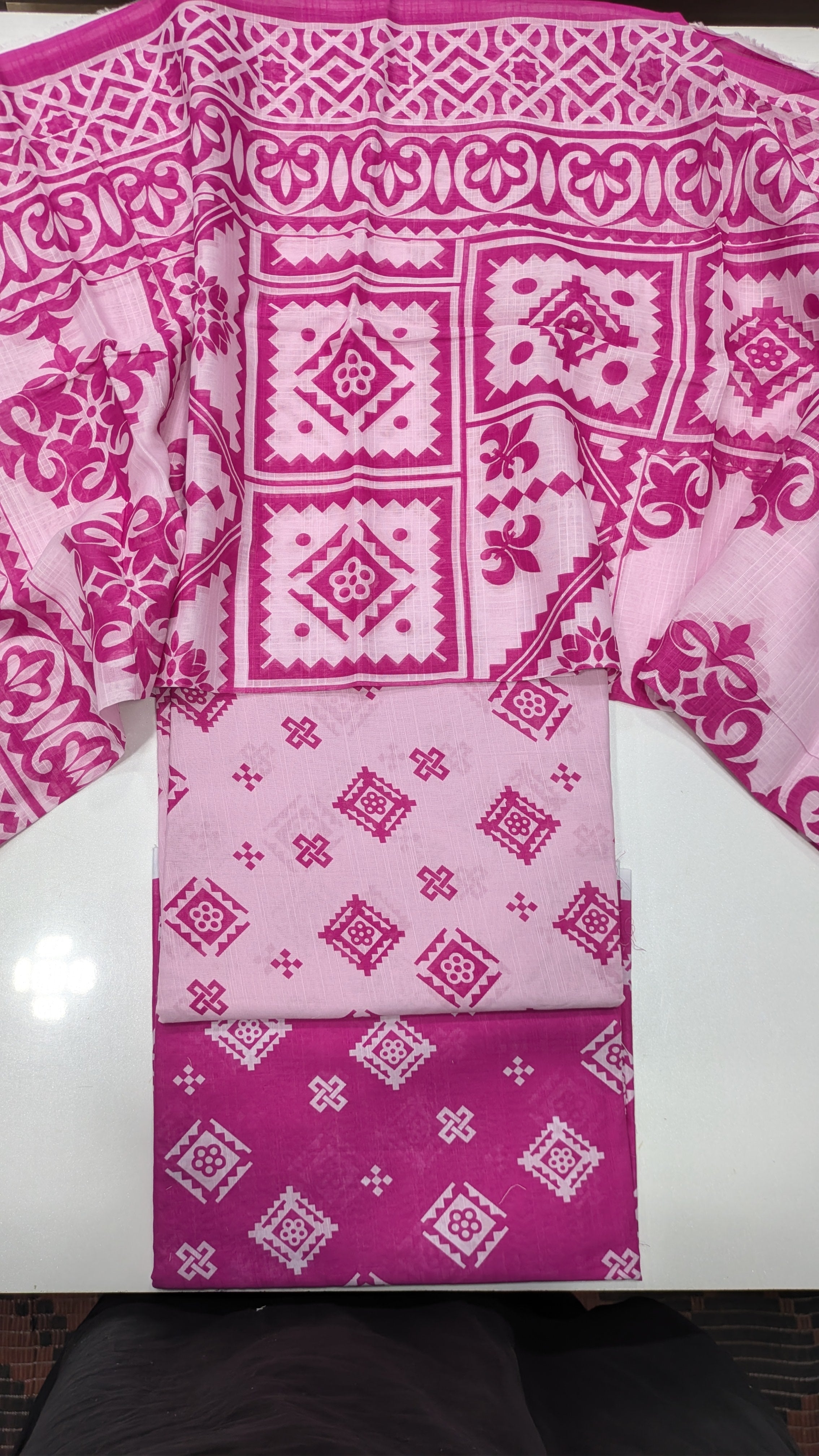 slub lawn printed 3pc