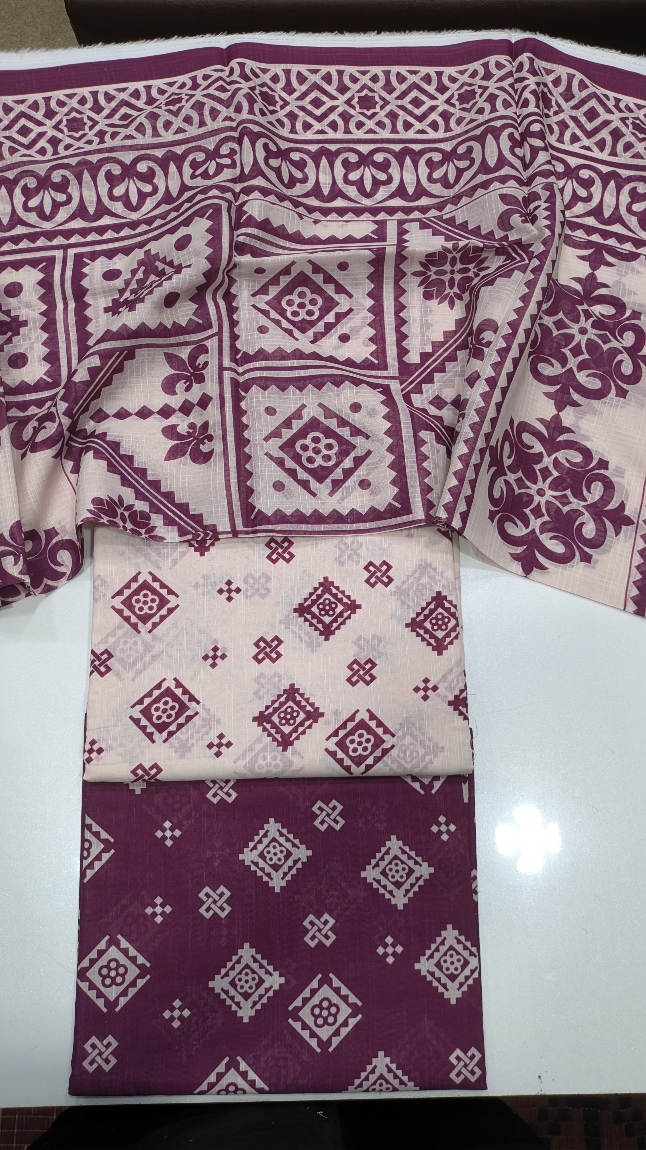 slub lawn printed 3pc